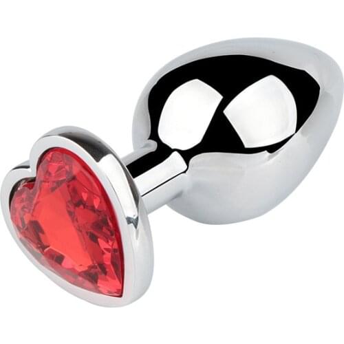 Heart Shaped Metal Anal Plug Sex Toys Stainless Smooth Steel Butt Plug Tail Crystal Jewelry Trainer for Women/Man Anal Dildo