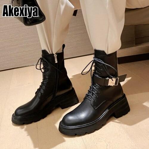 Genuine Leather Fashion High Platform Boots Women High Wedges Ankle Boots Woman 2021 Winter High Heels Thicken BC1810