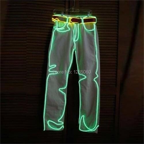 Free Shipping Led Dance Wear Men Luminous Clothing EL Wire LED Light Pants Dance Costume Suit