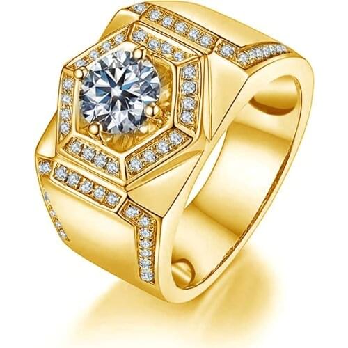 Real 100% 1 Carat Moissanite Rings For Men 925 Silver Chunky Ring Punk Man Jewelry Gold 585 Present 2021 trend With Certificate