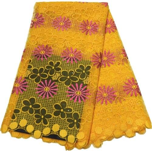 Latest yellow african lace fabric 2021 high quality lace net tulle tissue french lace fabric african fabric with stones