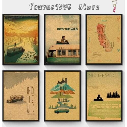 New Into the Wild Nostalgia Vintage Kraft Paper Classic Movie Poster Map School Decor Garage Wall Decor Art Retro School Prints