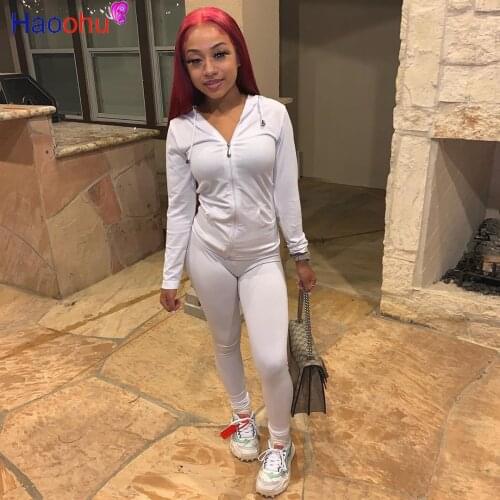 Autumn Two Piece Set Women Long Sleeve Hooded Zipper Pockets Workout Jacket and Fitness Legging Active Wear Stretchy Slim Outfit