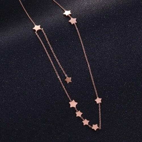 Silver Gold Rose Gold 9 Stars Pendant Necklace Titanium Choker Necklace For Women 2019 Best Design Prevent Allergy Jewelry