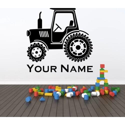 Personalized Tractor. Vinyl wall art decal sticker. Any colour and size custom name kids room wall decal A14-010