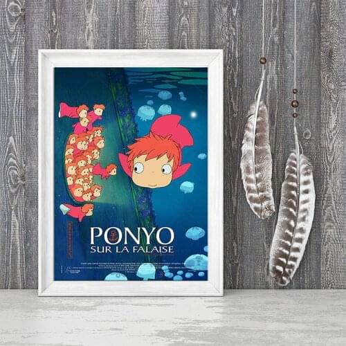 Ponyo On TYhe Cliff Classic Cartoon Movie Japan Anime Prints Wall Pictures for Living Room Decoration Home Decor