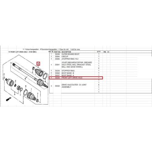 Front left drive shaft suit for LINHAI550ATV code is 35030