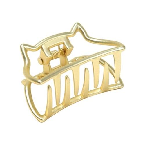 Simple Alloy Retro Metal Hollow Heart Flower Panda Triangle Crown Matte Golden Hair Claws Jaw Clips Barrette Headwear for Women