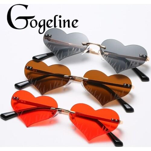 Heart Rimless Sunglasses Women Men Steampunk Sunglasses Love Unique Vintage Eyewear UV400 Driver Goggles