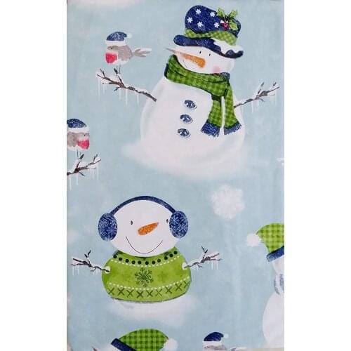 Happy Holiday Snowmen and Snow Birds in a Winter Wonderland Vinyl Flannel Back Tablecloth