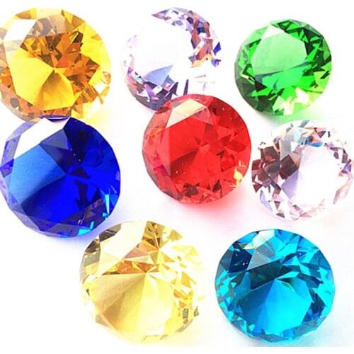 Top Quality Miexed Colors 12pcs/lot Luxury 30mm Crystal Diamond Paper weight For Wedding Party Decoration, Birthday Party Gifts