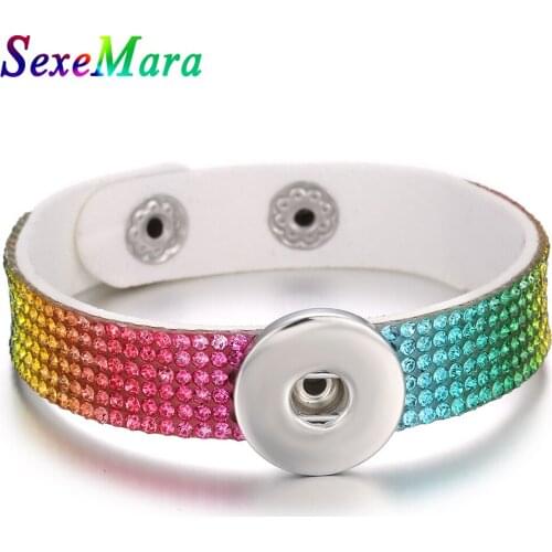 2019 New Snap Jewelry Snap Colorful Leather Bracelet for Women Fit DIY 18mm Snap Jewelry Elastic Snap Buttons Bracelet Jewelry