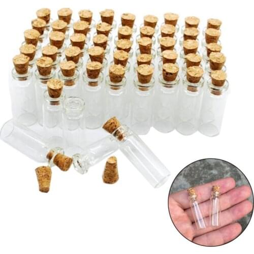10PCS 1x2.8cm Mini Glass Bottle Small Tiny Clear Cork Transparent Glass Jar Bottle Wishing Bottles Stopper Glass Cork Y9R8