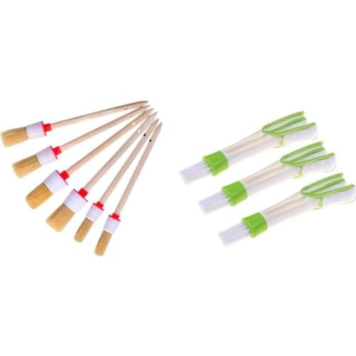 3 PCS Mini Duster for Car Air Vent with 6 Pieces Detail Brushes Cleaning Brushes Soft Hair Bristles Brush
