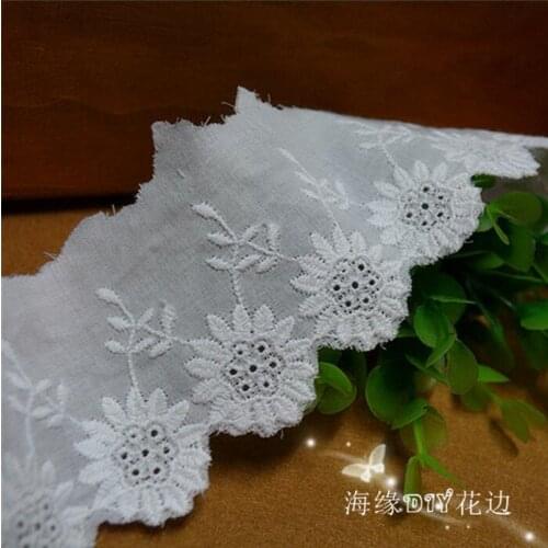 3 Yards 5.5cm Width Off White Lace Tape Decoration Cotton Lace Fabric Trim Wedding Flower Trim