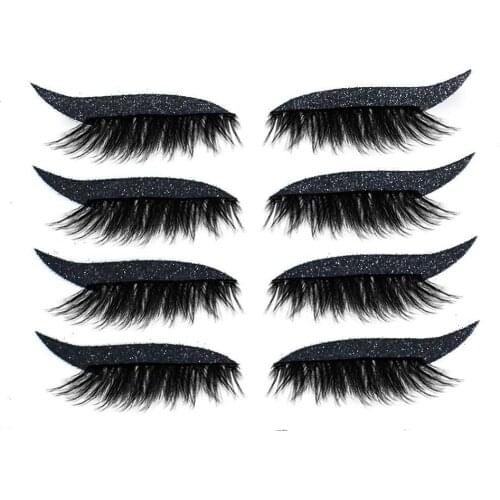 4 Pair Reusable False Lashes Eyeliner And Eyelash Stickers Waterproof Eyeliner Eyelash Stickers Easy To Use And Remove 7 Color