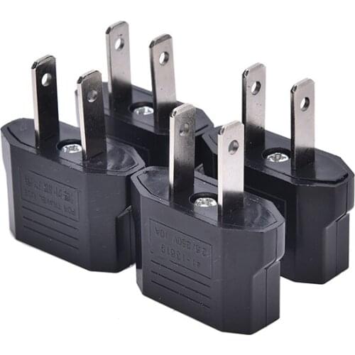 4PCS EU Euro Europe to US USA Power Jack Wall Plug Converter Travel Adapter NEW