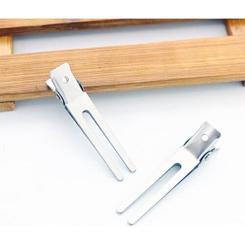 50pcs stainless steel 46mm Double Prong Hair Clips Flat No rusting Boutique Hairpin without Teeth for DIY Hair Styling Accessory