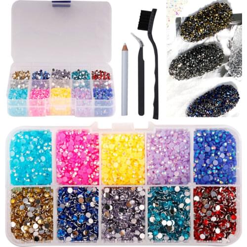 7500Pcs/Box Nail Art Rhinestones Crystal Clear AB Non Hotfix Flatback Nail Rhinestoens for Clothes Nails 3D Nail Art Decoration