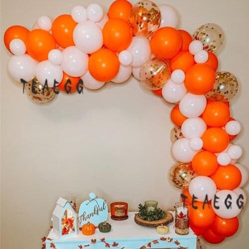 78Pcs White Orange Latex Balloon Garland Arch Kit Gold Confetti Balloon For Baby Birthday Decoration Anniversaire Round Backdrop