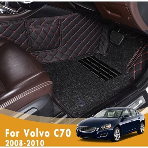 RHD Car Floor Mats For Volvo C70 2010 2009 2008 Double Layer Wire Loop Foot Pedal Custom Carpets Car Accessories Interior Covers