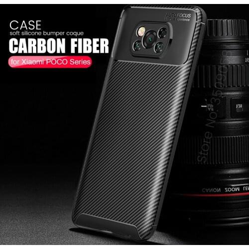 POCO X 3 Case Soft Carbon Fiber Cover Shockproof Silicone Case POCOX3 Fundas Coque for Xiaomi POCO X3 X 3 NFC F2 Pro Capas Caso