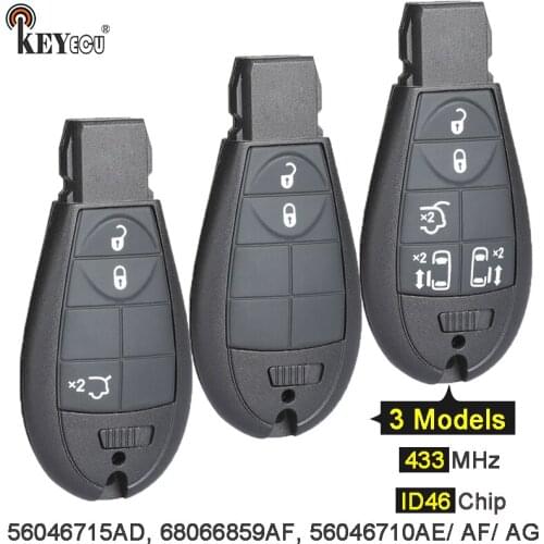 KEYECU 433MHz ID46 Chip 56046715AD, 68066859AF, 56046710AE/ AF/ AG Smart Remote Key Fob for Chrysler Grand Voyager 300C 2008-13