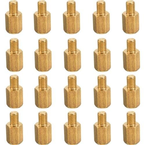 For PC Motherboard Mount 20Pcs M3 Brass Standoff Hexagonal Spacer 6+4mm PC PCB Board Copper Screws Stud Accessories Pohiks