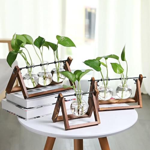 Home Decor Terrarium Hydroponic Plant Vases Hydroponic Wooden Frame Glass Flower pot Fish Tanks Weddings Event Parties Creative