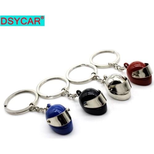 DSYCAR 1Pcs Metal Keychain Motorcycle Helmet Key Chain Keyring Pendant for Women Men Purse Hand Bag Car Accessories