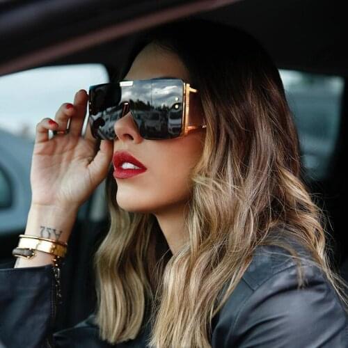 HKNA Fashion Oversized Sunglasses Women 2021 Luxury Brand Designer Square Sunglasses Woman High Quality Metal Punk Sun Glasses
