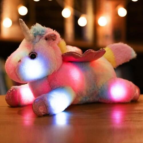38cm Colorful Luminous Unicorn LED Light Plush Pillow Cushion Kids Toy Stuffed Animal Doll Birthday Navidad Gift For Child Girl