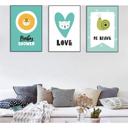 Nordic Canvas Fruit Cartoon Painting Cute Animal Poster Wall Art Picture Home Decor Children Bedroom Living Room Painting