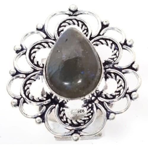 Nature Labradorite Ring 925 Silver Overlay over Copper Hand made Women Jewelry gift