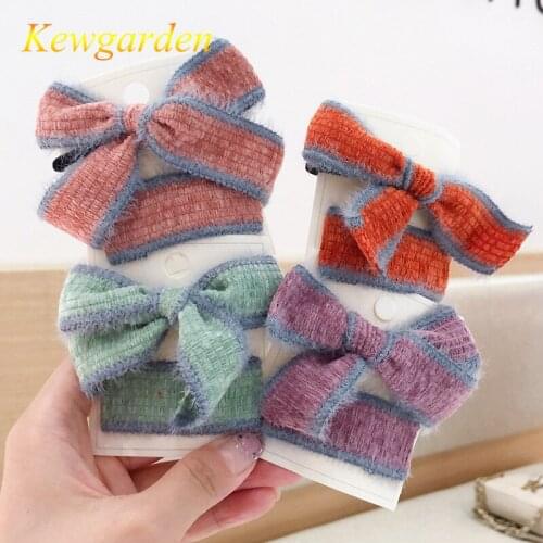 Kewgarden Girl bow hair cord girl head rope suit winter accessories for kids 5sets