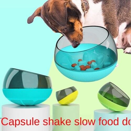 Space Capsule Shake Slow Food Bowl Pet Rice Bowl Tumbler Dog Bowl Slow Food Cat Bowl Choke Proof Slow Food Dog Food Bowl