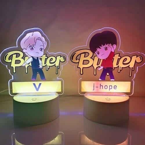 Kpop Lightstick Bangtan Boys 2021 Album Butter USB Color Changing Acrylic LED Lamp V JUNGKOOK SUGA JIMIN J-HOPE RM Night Lights