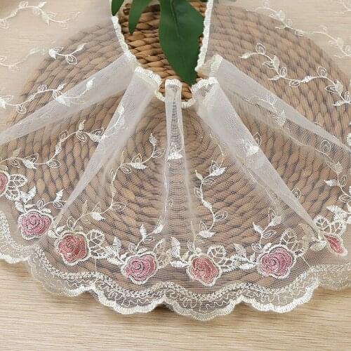 30Yards Floral Pattern Trim Lace Ribbon Embroidered Fabric for Women Underwear DIY Sewing Crafts 18cm Width