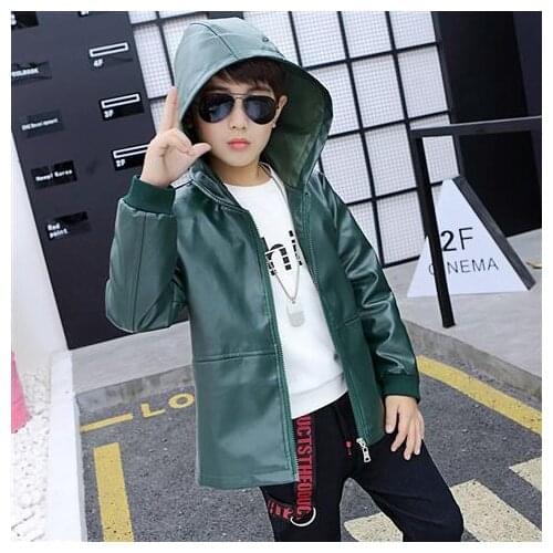 Leather Boy Coats Winter Fleece Kids Jackets Children Outerwear Autumn Winter Clothes Baby Coats Childrens Costume Keep Warm