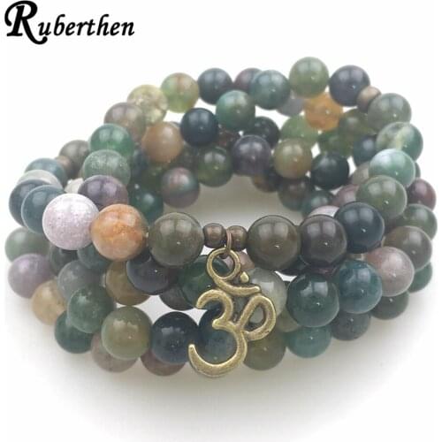 Ruberthen Hot Sale Women`s Bracelet 108 Mala Bracelet or Necklace India Stone Yoga Jewelry Best Gift for Girl Balance Jewelry
