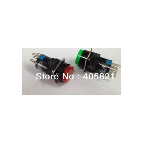 Momentary Round Push Button Switch with lamp 1NO+1NC 16mm Mounting Hole 5Pins