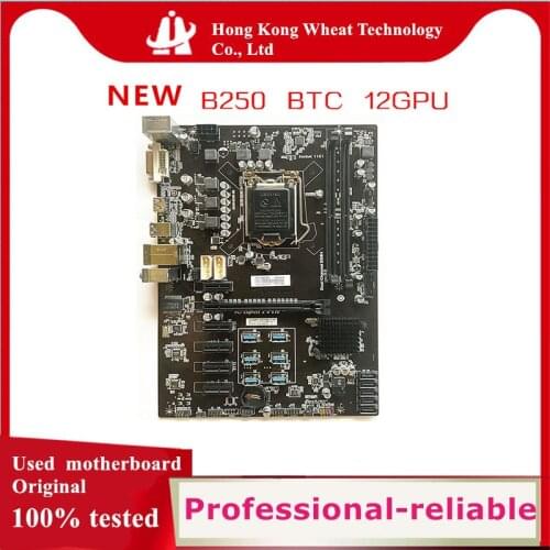 New Mining 12GPU Motherboard B250 BTC ETH Mainboard LGA1151 CPU DDR4 Memory 12 Card USB3.0 Expansion Adapter Desktop Motherboard