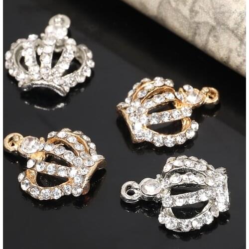2019New 100pcs Rhinestone Little Crown Button For Jewelry Earring or Necklace Pendants or DIY Hair Accessories ZJ325
