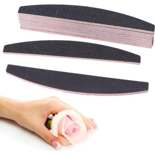 New Design 100/180 Grit Double Side Comb Curved Shape Nail Files Sanding Manicure Tools Black+Hot pink