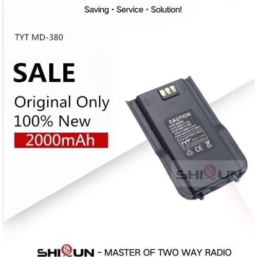 Original Li-ion MD-380 Battery TYT MD 380 MD-UV380 Compatible with RT3 MD-446 DP-290 RT3S Battery 7.2V 2000mAh Digital Radio