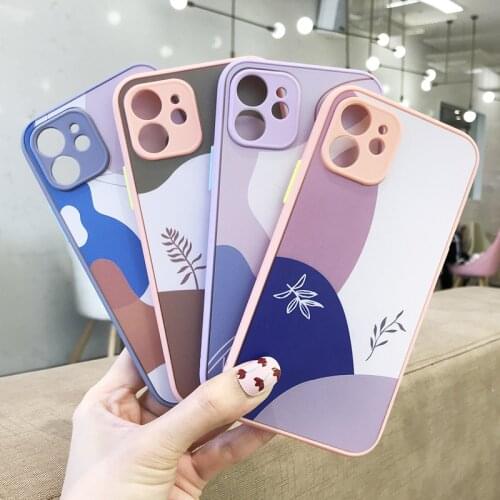 Vintage Leaves Shockproof Phone Case For iPhone 12 Pro Mini 11 Pro Max X XR XS Max 7 8 Plus SE 2020 Art Painting Hard PC Cover