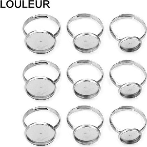 20pcs Adjustable Stainless Steel Ring Holder Fit 8 12 14 16 20mm Glass Cabochon Setting Base DIY Ring Jewelry Making Supplies