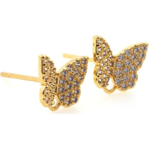 Cz butterfly earring ，Gold Filled Earrings， Simulated Diamonds Butterfly Earrings