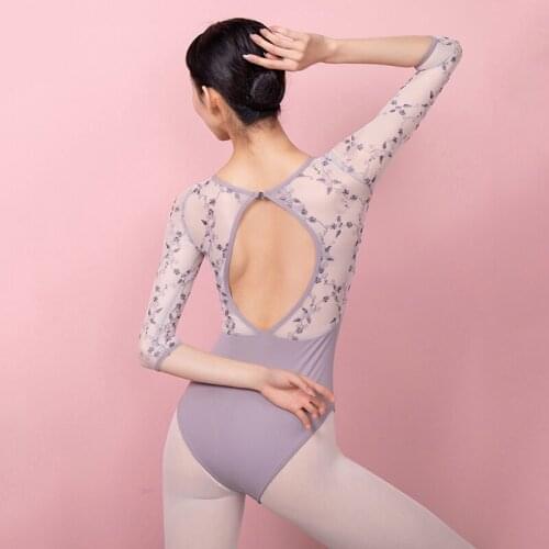 Mesh Ballet Dance Bodysuit Adult Yoga Tights Gymnastics Leotard Ballerina Outfit Performance Costume Classical Dancewear JL3453