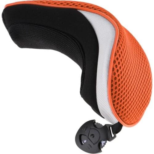 2pcs Mesh Golf Club Head Cover Hybrid Utility Headcover Protector Case with Interchangeable Number Tag Orange & Gray